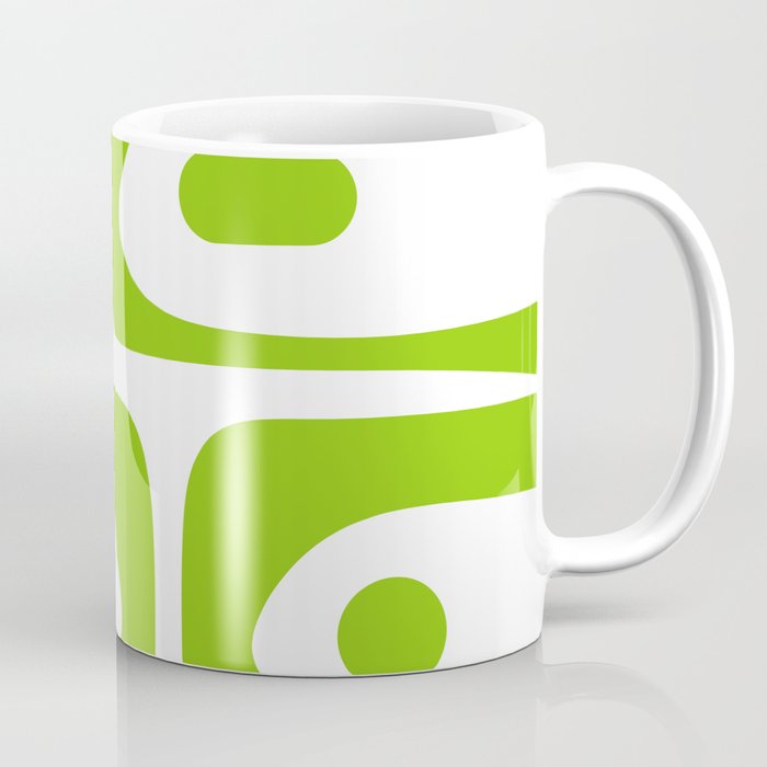 Mid Century Modern Piquet Abstract Pattern in Lime Green and White Coffee Mug Gallery Image 1