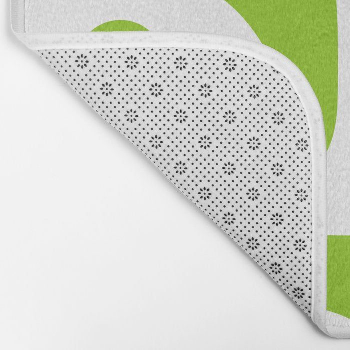 Mid Century Modern Piquet Abstract Pattern in Lime Green and White Bath Mat Gallery Image 2
