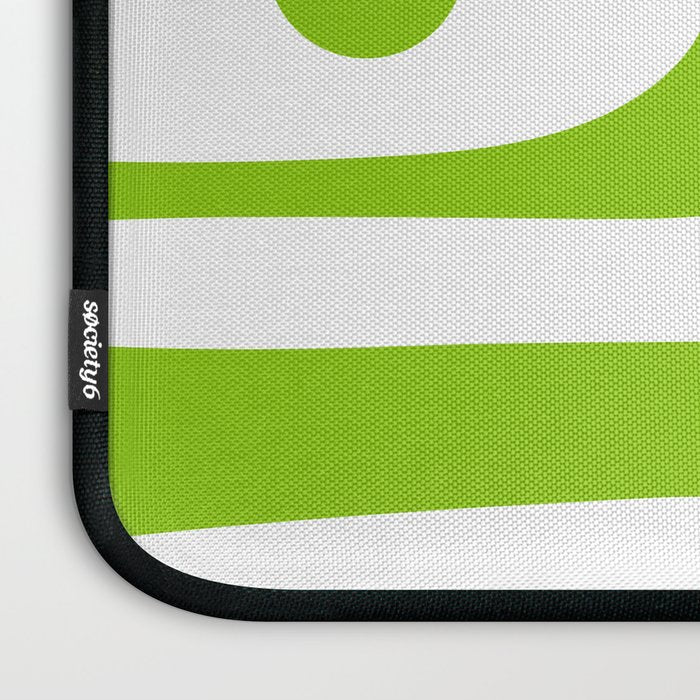 Mid Century Modern Piquet Abstract Pattern in Lime Green and White Laptop Sleeve Gallery Image 3