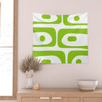 Mid Century Modern Piquet Abstract Pattern in Lime Green and White Wall Tapestry Gallery Image 2