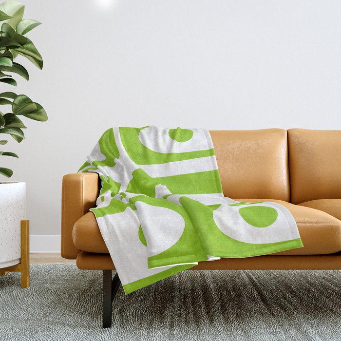 Mid Century Modern Piquet Abstract Pattern in Lime Green and White Throw Blanket Gallery Image 1