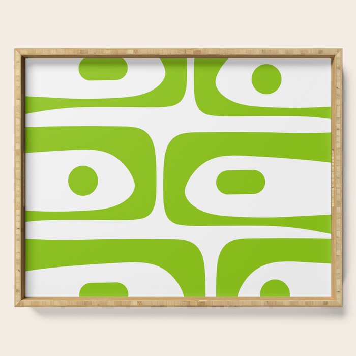 Mid Century Modern Piquet Abstract Pattern in Lime Green and White Serving Tray Gallery Image 1