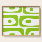 Mid Century Modern Piquet Abstract Pattern in Lime Green and White Serving Tray Gallery Image 1