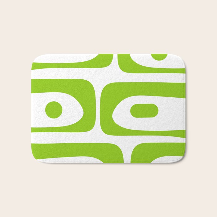 Mid Century Modern Piquet Abstract Pattern in Lime Green and White Bath Mat Gallery Image 1