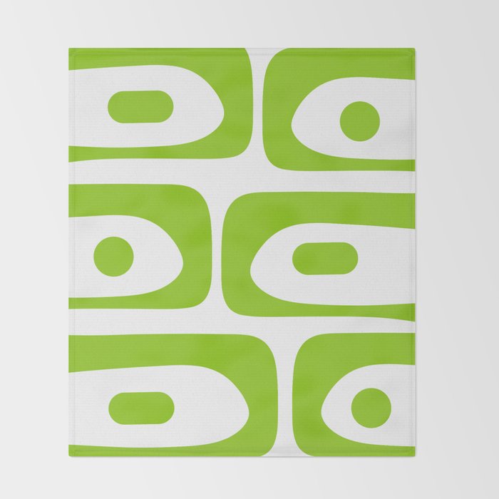 Mid Century Modern Piquet Abstract Pattern in Lime Green and White Throw Blanket Gallery Image 2