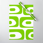 Mid Century Modern Piquet Abstract Pattern in Lime Green and White Wrapping Paper Gallery Image 1