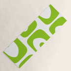 Mid Century Modern Piquet Abstract Pattern in Lime Green and White Yoga Mat Gallery Image 1