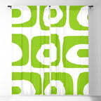 Mid Century Modern Piquet Abstract Pattern in Lime Green and White Window Curtain Gallery Image 5