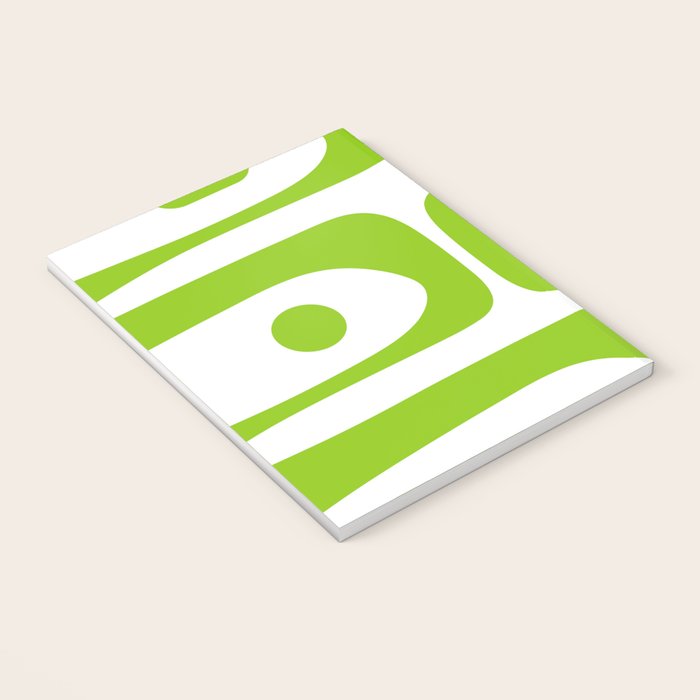Mid Century Modern Piquet Abstract Pattern in Lime Green and White Notebook Gallery Image 3