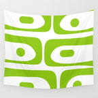 Mid Century Modern Piquet Abstract Pattern in Lime Green and White Wall Tapestry Gallery Image 4