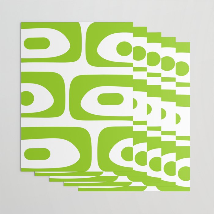 Mid Century Modern Piquet Abstract Pattern in Lime Green and White Wrapping Paper Gallery Image 3