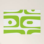 Mid Century Modern Piquet Abstract Pattern in Lime Green and White Welcome Mat Gallery Image 1