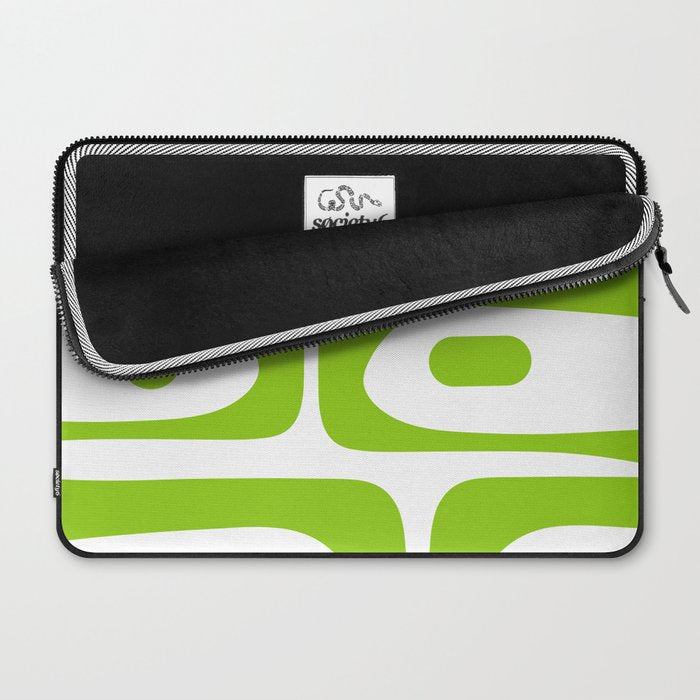 Mid Century Modern Piquet Abstract Pattern in Lime Green and White Laptop Sleeve Gallery Image 2