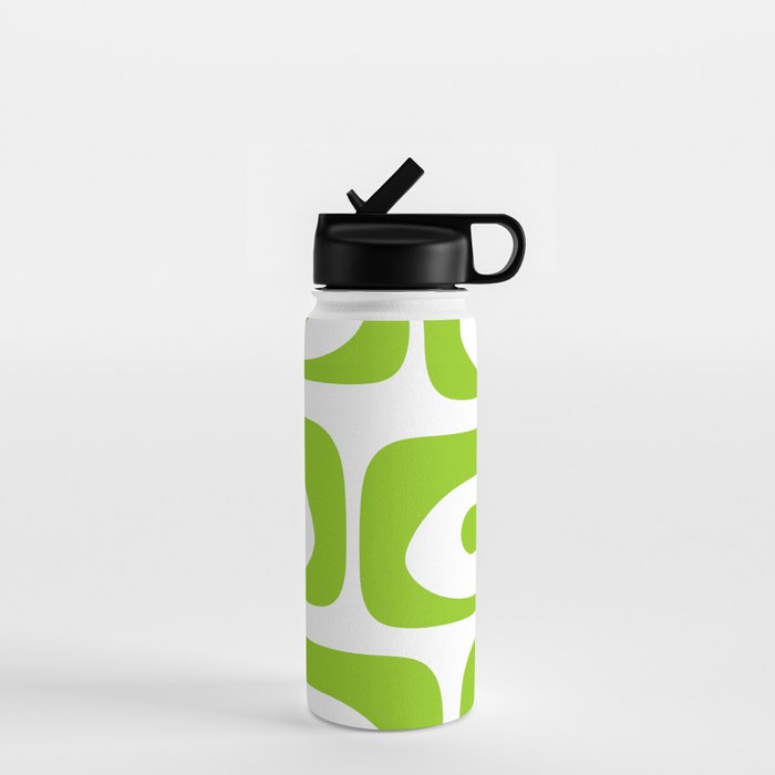 Mid Century Modern Piquet Abstract Pattern in Lime Green and White Water Bottle Gallery Image 1