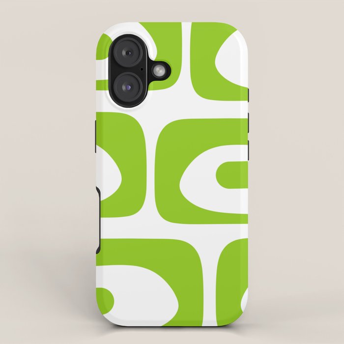Mid Century Modern Piquet Abstract Pattern in Lime Green and White iPhone Case Gallery Image 1