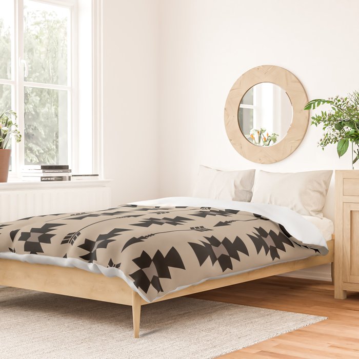 Southwestern Arrow Pattern 232 Black and Beige Duvet Cover Gallery Image 2