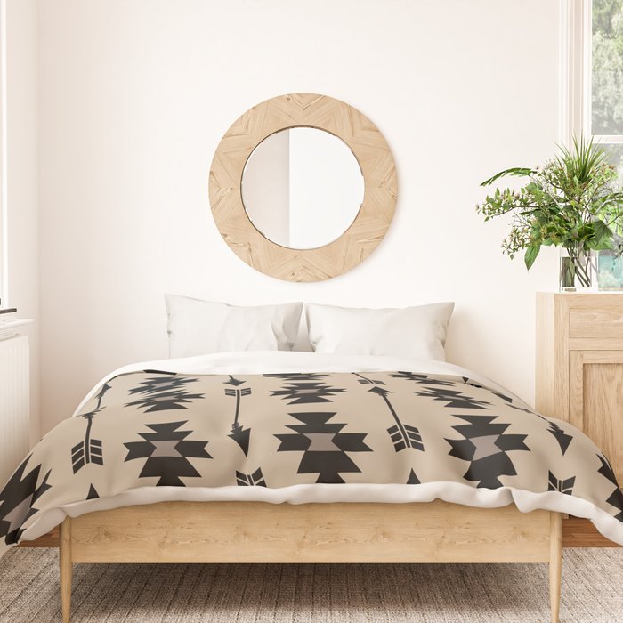 Southwestern Arrow Pattern 232 Black and Beige Duvet Cover Gallery Image 3