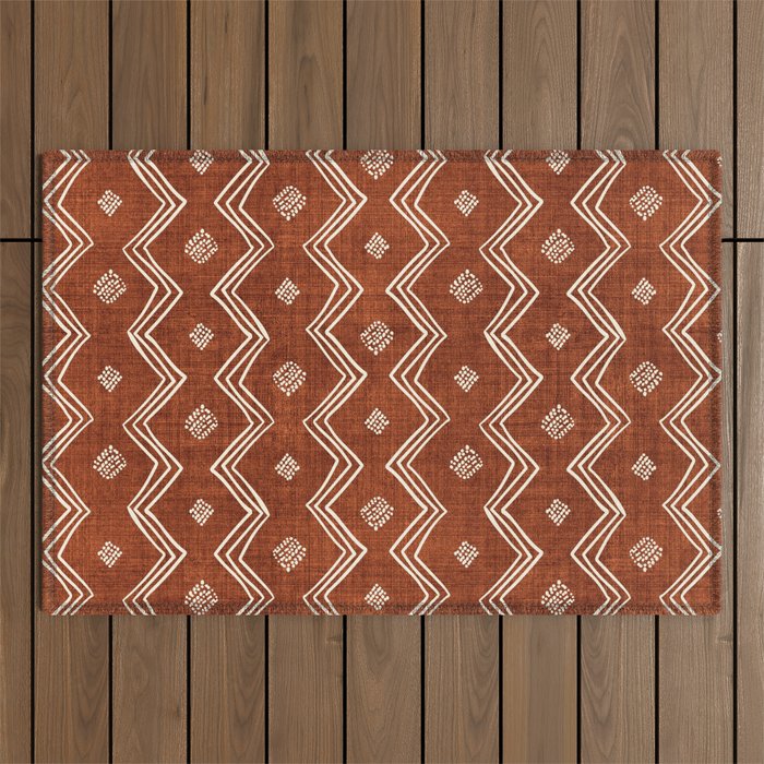 Village in Rust Outdoor Rug Gallery Image 1