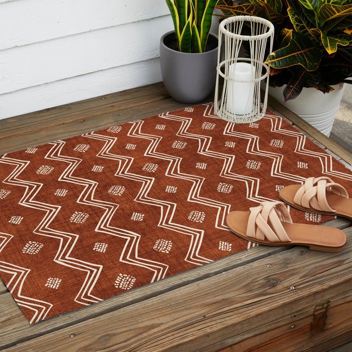 Village in Rust Outdoor Rug Gallery Image 2