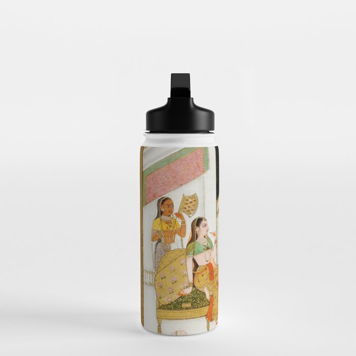 Fireworks At Night Royal Court Ladies Indian Miniature Painting  Water Bottle Gallery Image 3