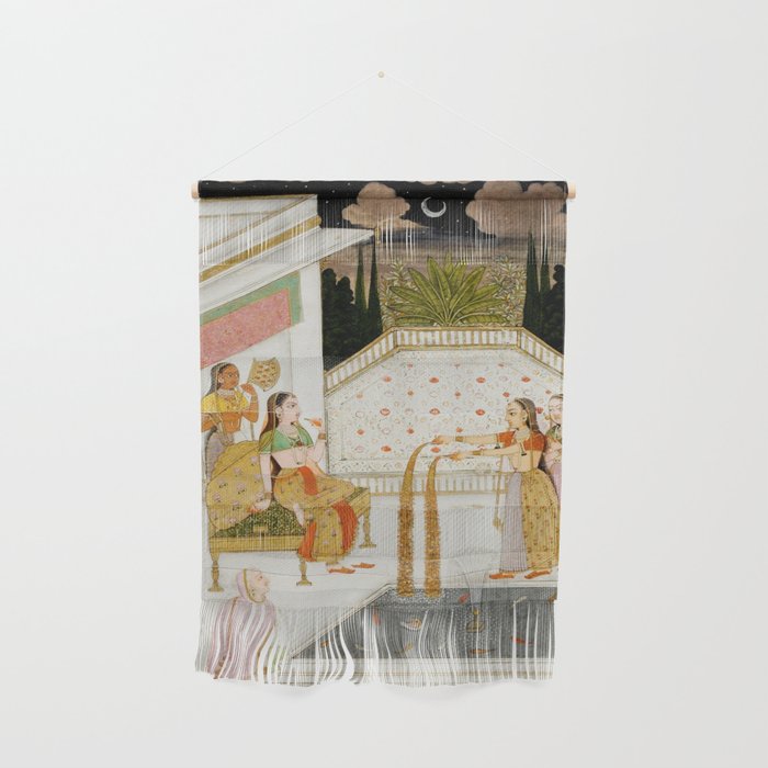 Fireworks At Night Royal Court Ladies Indian Miniature Painting  Wall Hanging Gallery Image 1