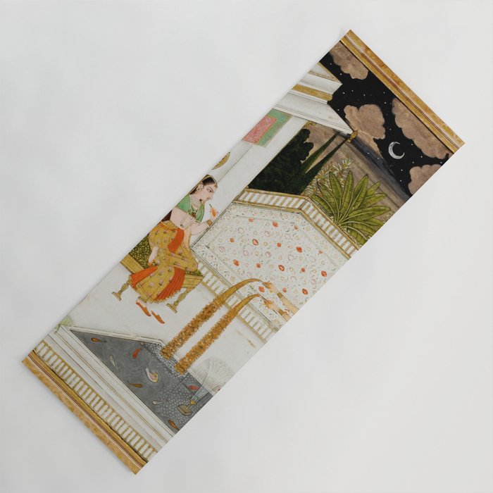 Fireworks At Night Royal Court Ladies Indian Miniature Painting  Yoga Mat Gallery Image 1