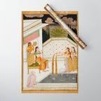 Fireworks At Night Royal Court Ladies Indian Miniature Painting  Wrapping Paper Gallery Image 1