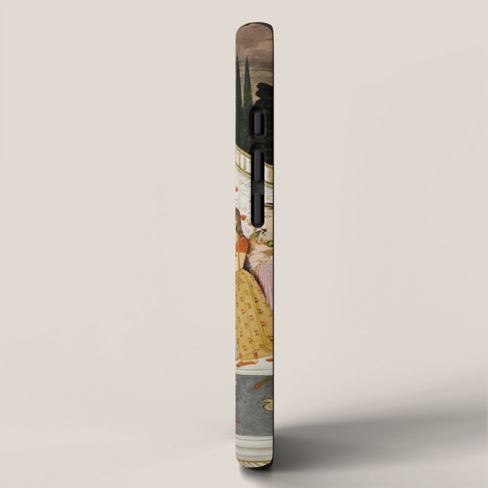 Fireworks At Night Royal Court Ladies Indian Miniature Painting  iPhone Case Gallery Image 2
