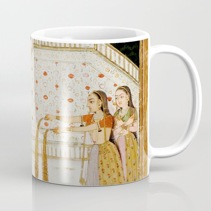 Fireworks At Night Royal Court Ladies Indian Miniature Painting  Coffee Mug Gallery Image 1