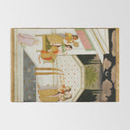 Fireworks At Night Royal Court Ladies Indian Miniature Painting  Rug Gallery Image 2