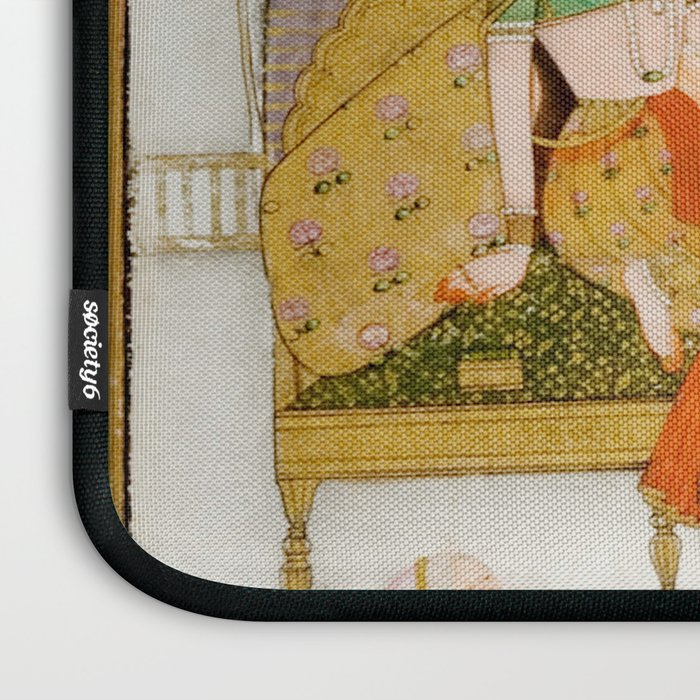 Fireworks At Night Royal Court Ladies Indian Miniature Painting  Laptop Sleeve Gallery Image 3