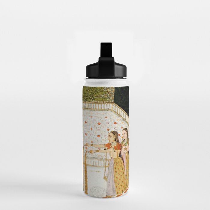 Fireworks At Night Royal Court Ladies Indian Miniature Painting  Water Bottle Gallery Image 2