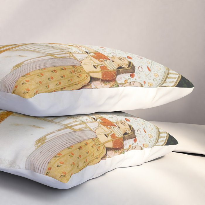 Fireworks At Night Royal Court Ladies Indian Miniature Painting  Pillow Sham Gallery Image 3