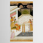 Fireworks At Night Royal Court Ladies Indian Miniature Painting  Tablecloth Gallery Image 2