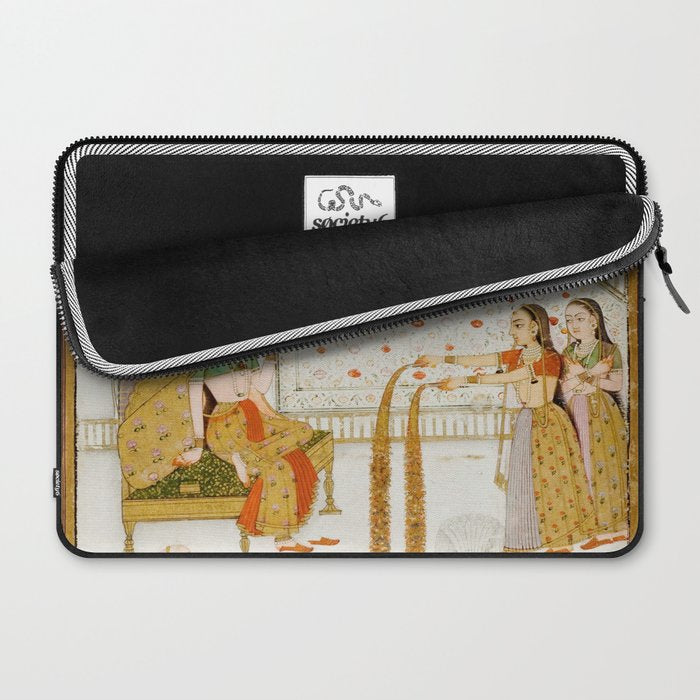 Fireworks At Night Royal Court Ladies Indian Miniature Painting  Laptop Sleeve Gallery Image 2