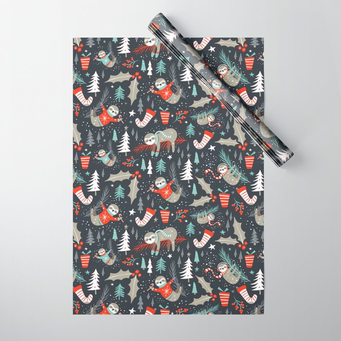 Slothy Holidays Wrapping Paper Gallery Image 1