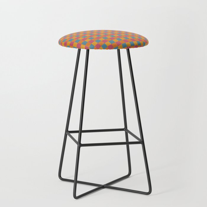 Checkered Multicolor Pattern XXIII Vibrant Retro Stool Gallery Image 1