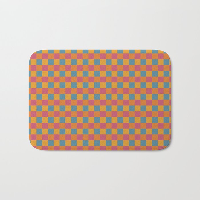 Checkered Multicolor Pattern XXIII Vibrant Retro Bath Mat Gallery Image 1