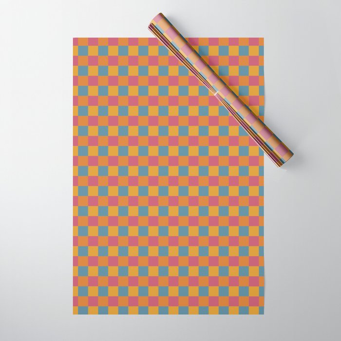 Checkered Multicolor Pattern XXIII Vibrant Retro Wrapping Paper Gallery Image 1