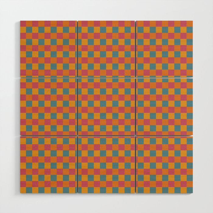 Checkered Multicolor Pattern XXIII Vibrant Retro Wood Wall Art Gallery Image 1