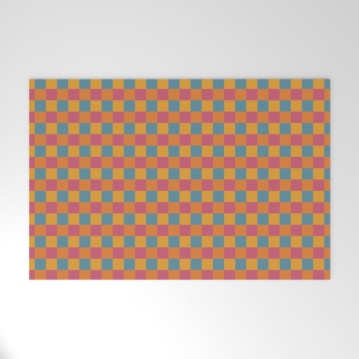 Checkered Multicolor Pattern XXIII Vibrant Retro Welcome Mat Gallery Image 1
