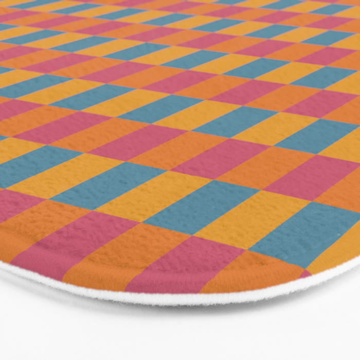 Checkered Multicolor Pattern XXIII Vibrant Retro Bath Mat Gallery Image 3