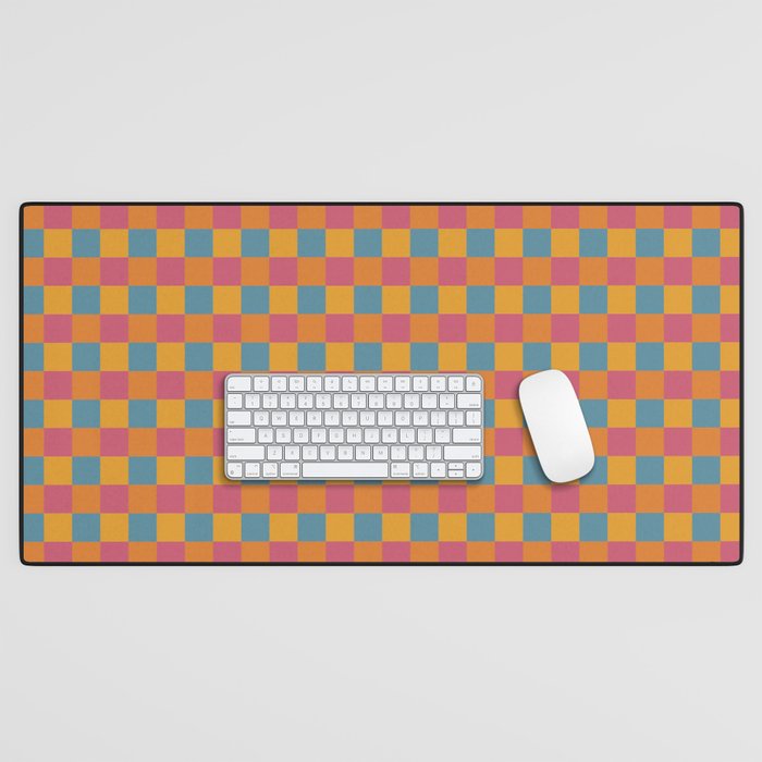 Checkered Multicolor Pattern XXIII Vibrant Retro Desk Mat Gallery Image 1