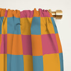 Checkered Multicolor Pattern XXIII Vibrant Retro Window Curtain Gallery Image 2