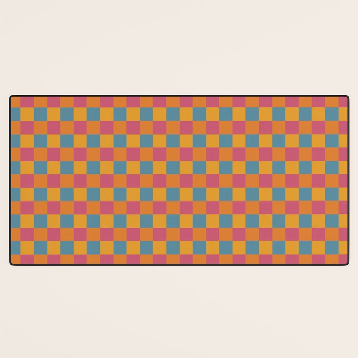 Checkered Multicolor Pattern XXIII Vibrant Retro Desk Mat Gallery Image 3