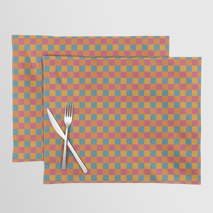 Checkered Multicolor Pattern XXIII Vibrant Retro Placemat Gallery Image 1