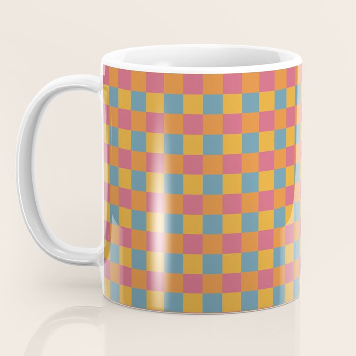 Checkered Multicolor Pattern XXIII Vibrant Retro Coffee Mug Gallery Image 3
