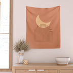 Moon Mountain Terra Orange - Mid century modern Wall Tapestry Gallery Image 2