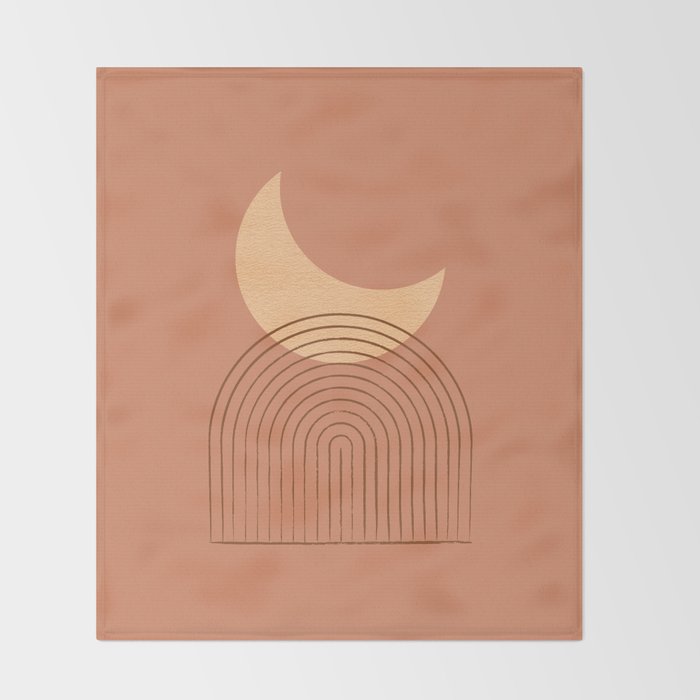 Moon Mountain Terra Orange - Mid century modern Throw Blanket Gallery Image 2