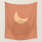 Moon Mountain Terra Orange - Mid century modern Wall Tapestry Gallery Image 4